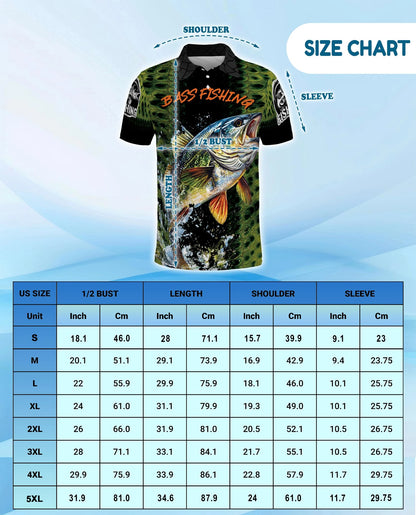 Bass Fishing Green 3D Polo Shirt for Men – Outdoor Angler Style | Netecom