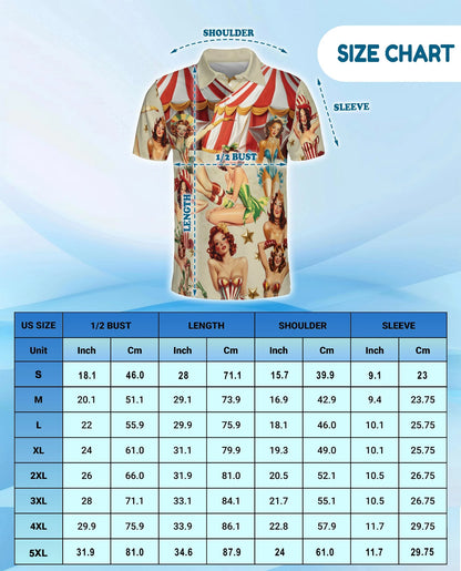 Circus Girls Polo Shirt for Men – Vintage Carnival Art Style | Netecom