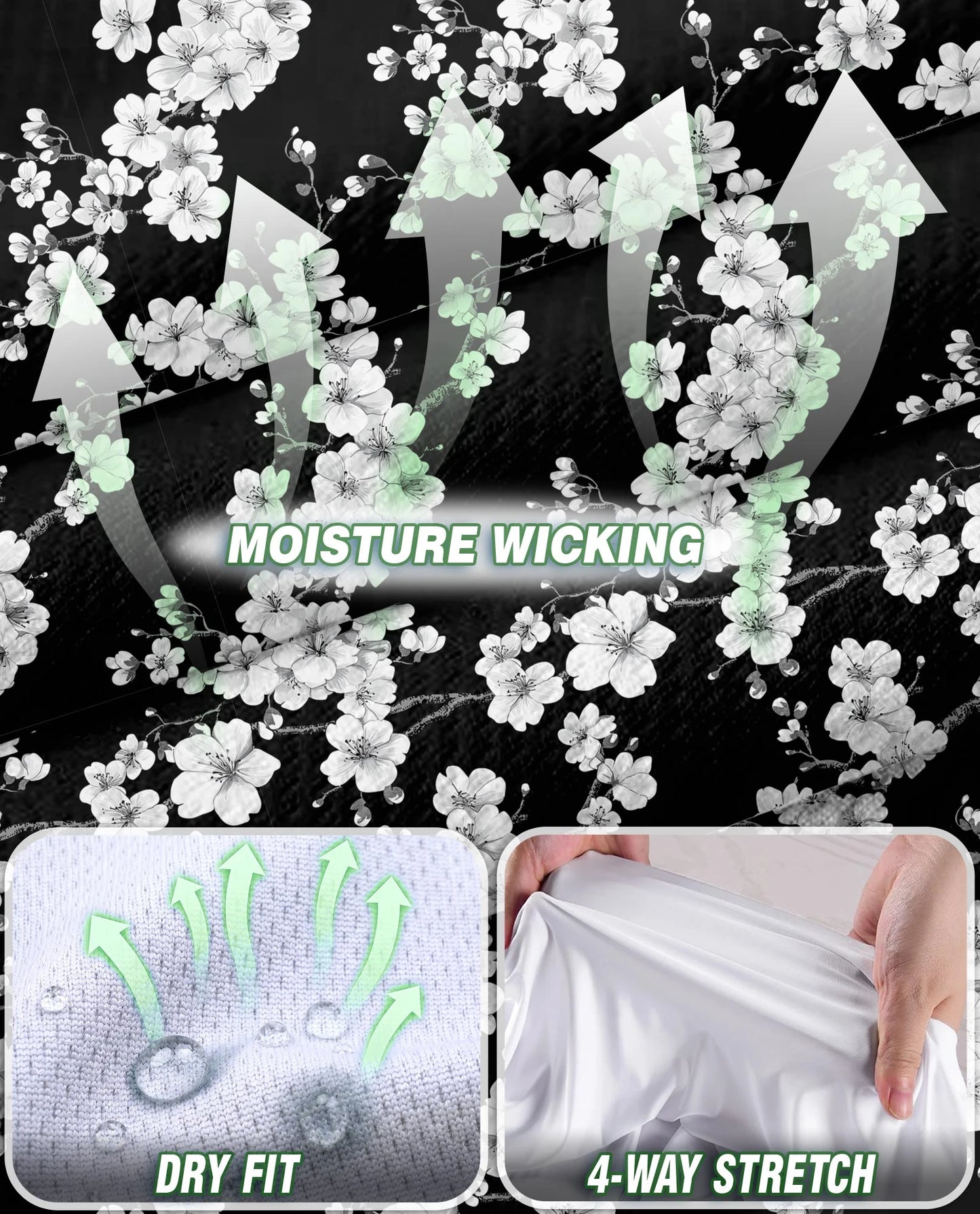 Black and White Floral Pattern Sleeveless Polo Shirt for Women | Netecom