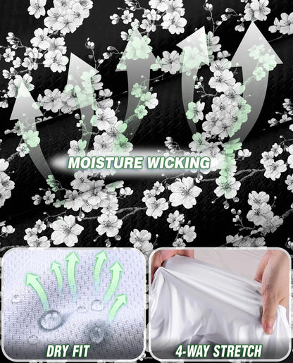 Black and White Floral Pattern Sleeveless Polo Shirt for Women | Netecom