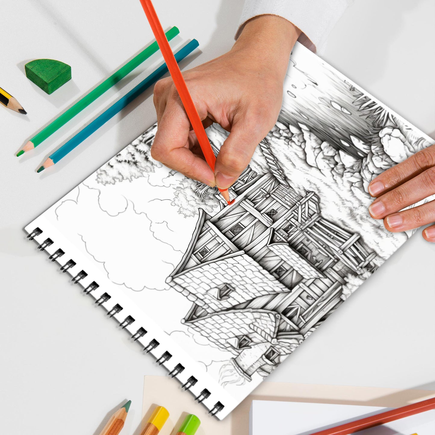 Country Life Spiral Bound Coloring Book, Idyllic Country Life Illustrations for a Peaceful Coloring Experience, Perfect for Rural Beauty Admirers