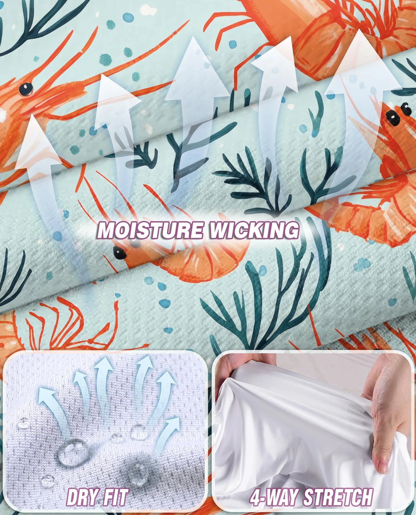 Shrimp Print Sleeveless Polo Shirt for Women | Netecom