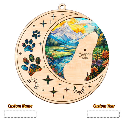 Netecom Guinea Pig Memorial Suncatcher, Personalized Guinea Pig Christmas Ornament with Name Date, Guinea Pig Death Sympathy Gift Pet Loss Sun Catchers, Bereavement Gifts for Loss of Guinea Pig Grief Gift