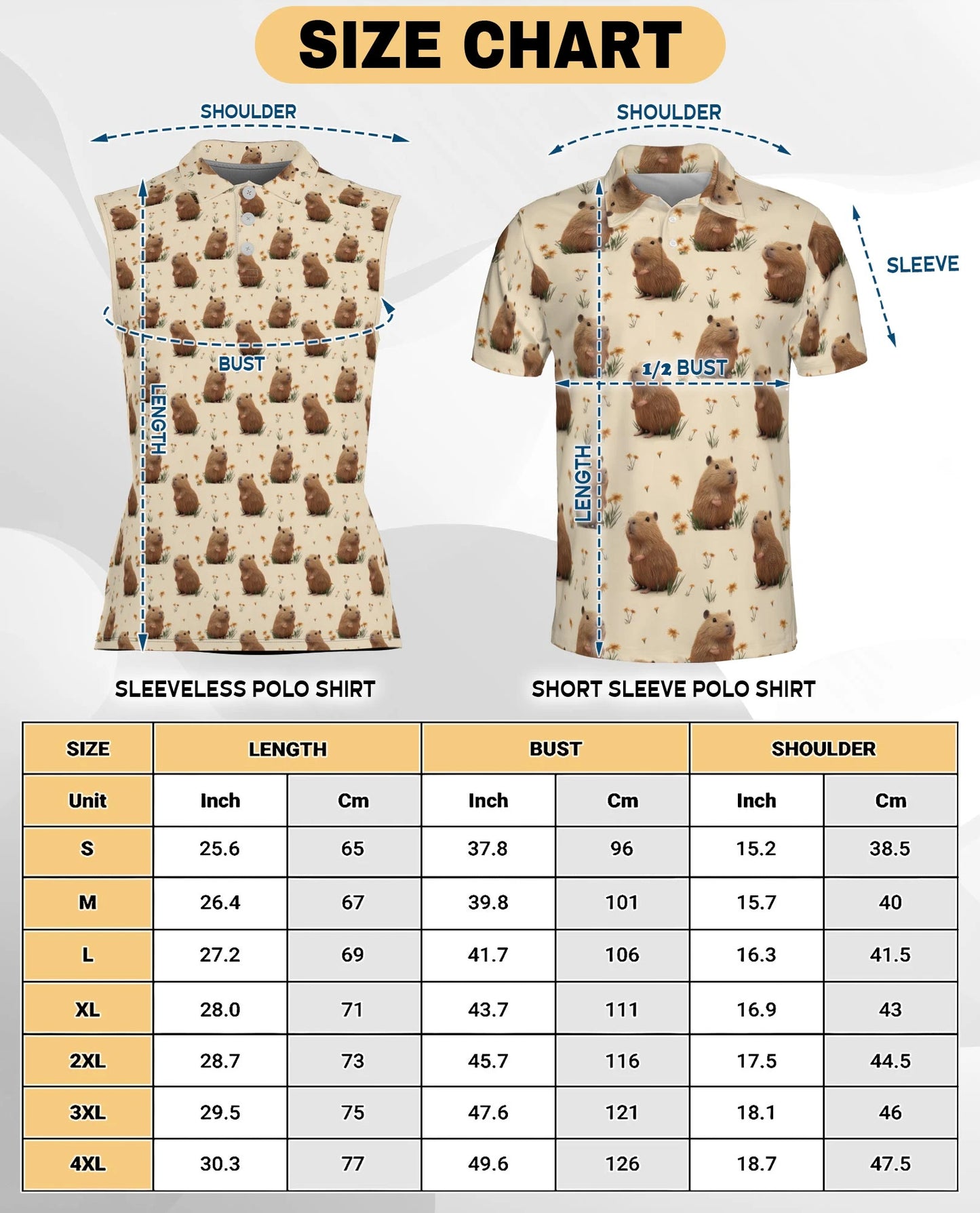 Capybara Pattern Sleeveless Polo Shirt for Women | Netecom