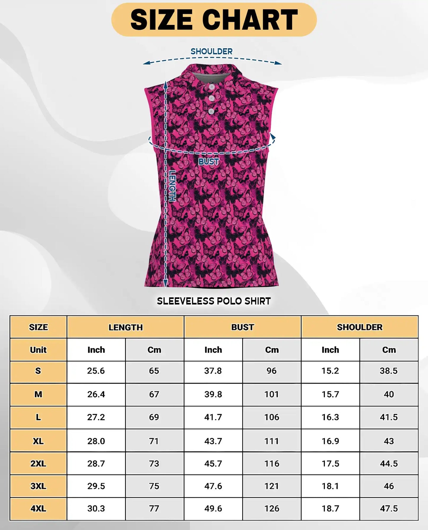 Pink Butterfly Print Sleeveless Polo Shirt for Women | Netecom