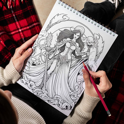 Undead Witch Spiral Bound Coloring Book, Discover the Mysterious and Spooky Realm of Undead Witches with 30 Exquisite Coloring Pages that Showcase the Dark and Magical Aura