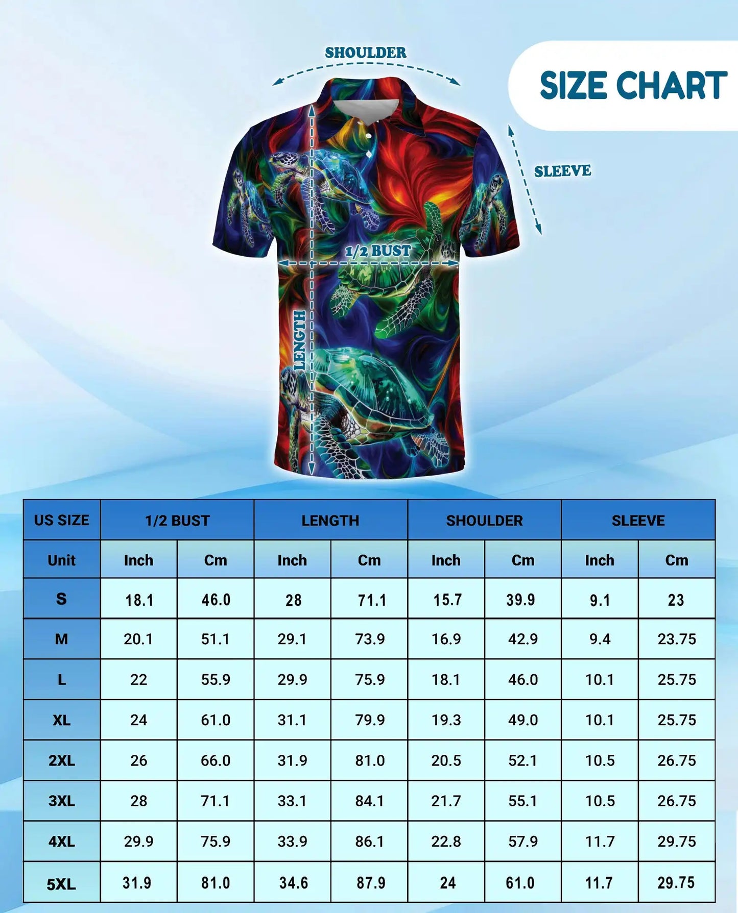 Vibrant Sea Turtle Polo Shirt for Men – Colorful Ocean Design | Netecom