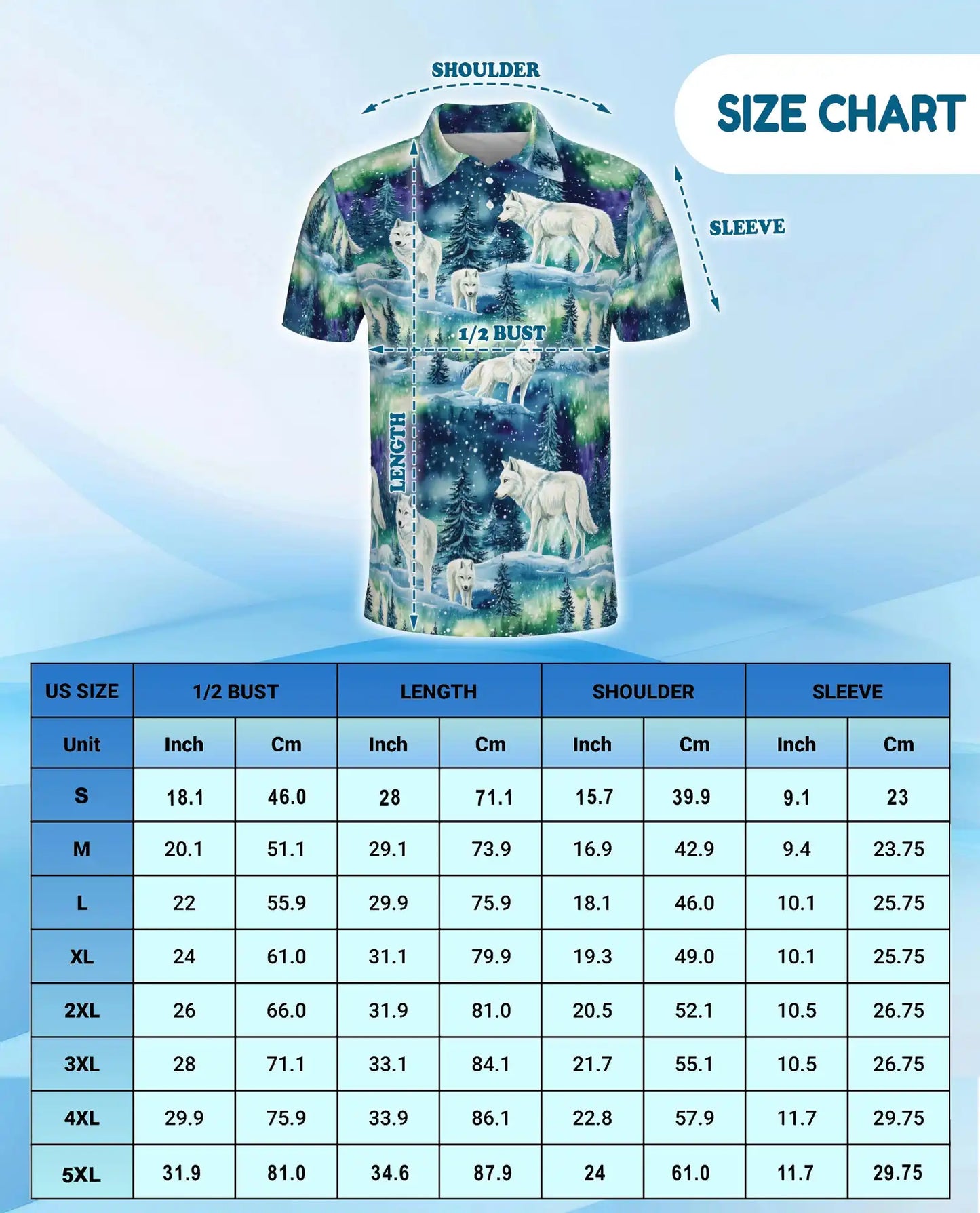 Wolf Aurora Polo Shirt – Northern Lights Winter Scene | Netecom