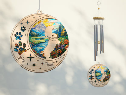 Netecom Dachshund Dog Wind Chimes Memorial, Personalized Pet Memorial Windchime for Dog Suncatcher, Wiener Dog Loss Memorial Ornament, Loss of Pet Remembrance Gift, Sympathy Pet Wind Chimes Outdoor Garden