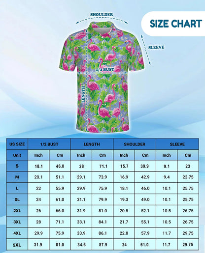 Pink Flamingo Polo Shirt - Tropical Garden Resort Style | Netecom