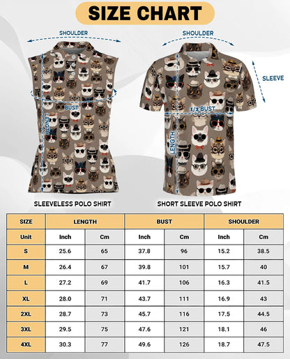 Fashion Cats Sleeveless Polo Shirt for Women – Stylish Cat Lover Style | Netecom