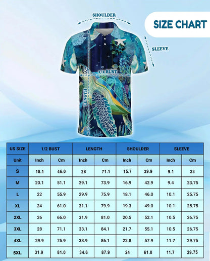 Sea Turtle Polo Shirt - Tropical Ocean Marine Life Coastal Design | Netecom