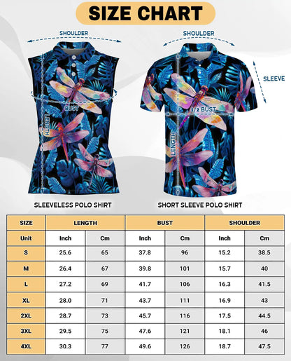 Amazing Dragonfly Blue Tropical Sleeveless Polo Shirt for Women | Netecom