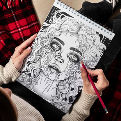 Gruesome Glamour Spiral Bound Coloring Book, Embrace the Elegance of the Gruesome with 30 Gruesome Glamour Coloring Pages, Offering a Captivating and Spooky Coloring Experience