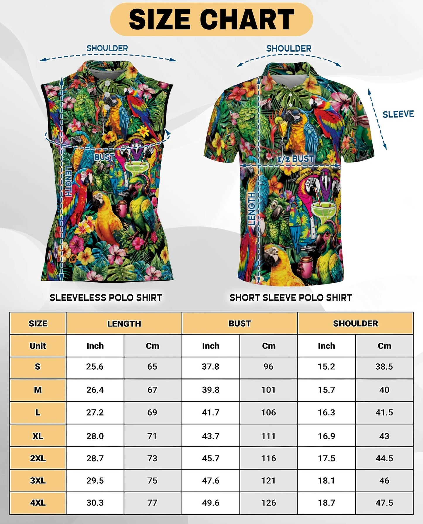 Funny Parrot Tropical Sleeveless Polo Shirt for Women | Netecom