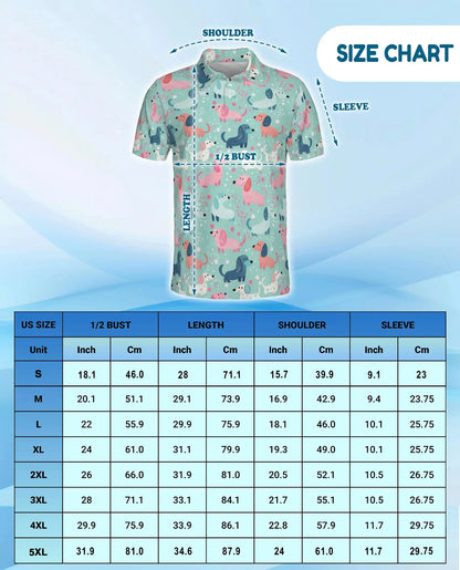 Cute Dachshund Polo Shirt - Pastel Wiener Dog Pattern | Netecom