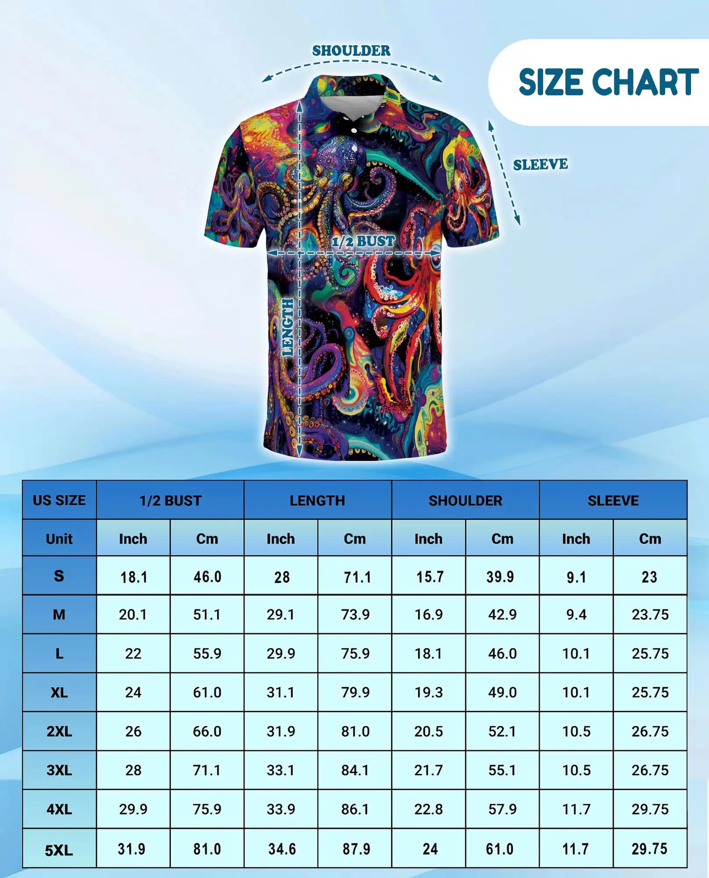 Psychedelic Octopus Polo Shirt – Colorful Ocean Style | Netecom