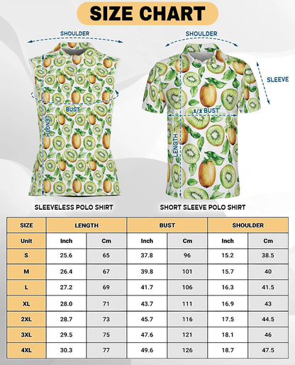 Kiwi Pattern Sleeveless Polo Shirt for Women | Netecom