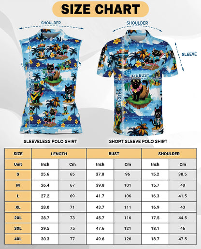 Tropical Cat Sleeveless Polo Shirt for Women | Netecom