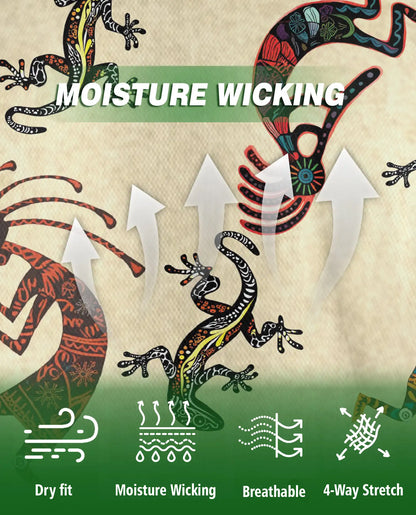 Kokopelli Polo Shirt – Tribal Lizard Pattern Print | Netecom