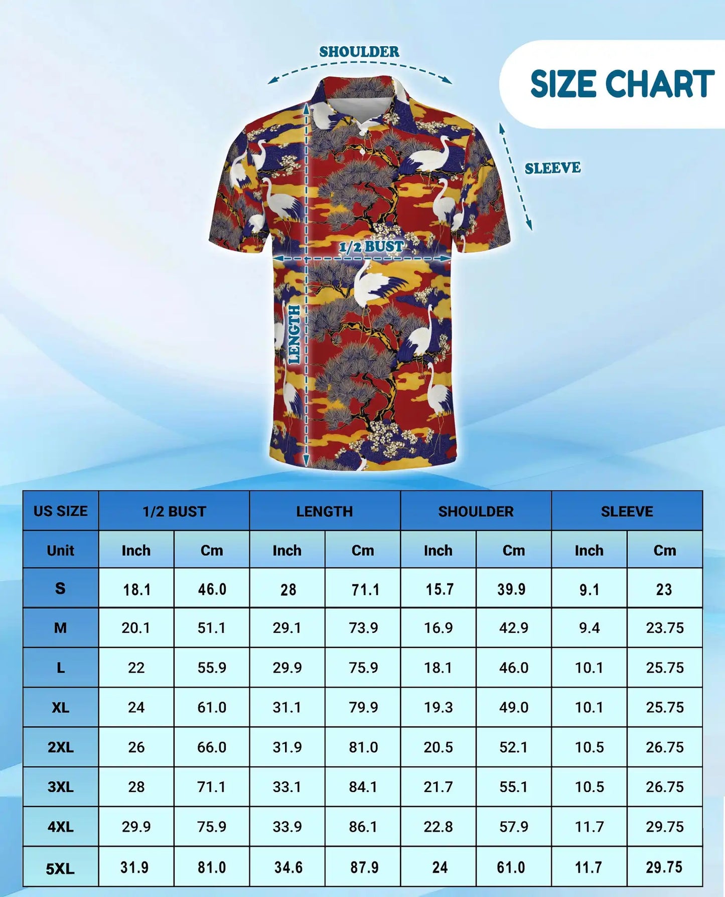Crane Bird Polo Shirt for Men – Japanese Garden Style | Netecom