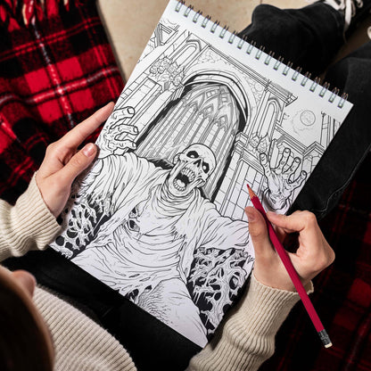 Haunted Church Spiral Bound Coloring Book, Explore 30 Spooky and Haunting Coloring Pages in the Haunted Church Coloring Book