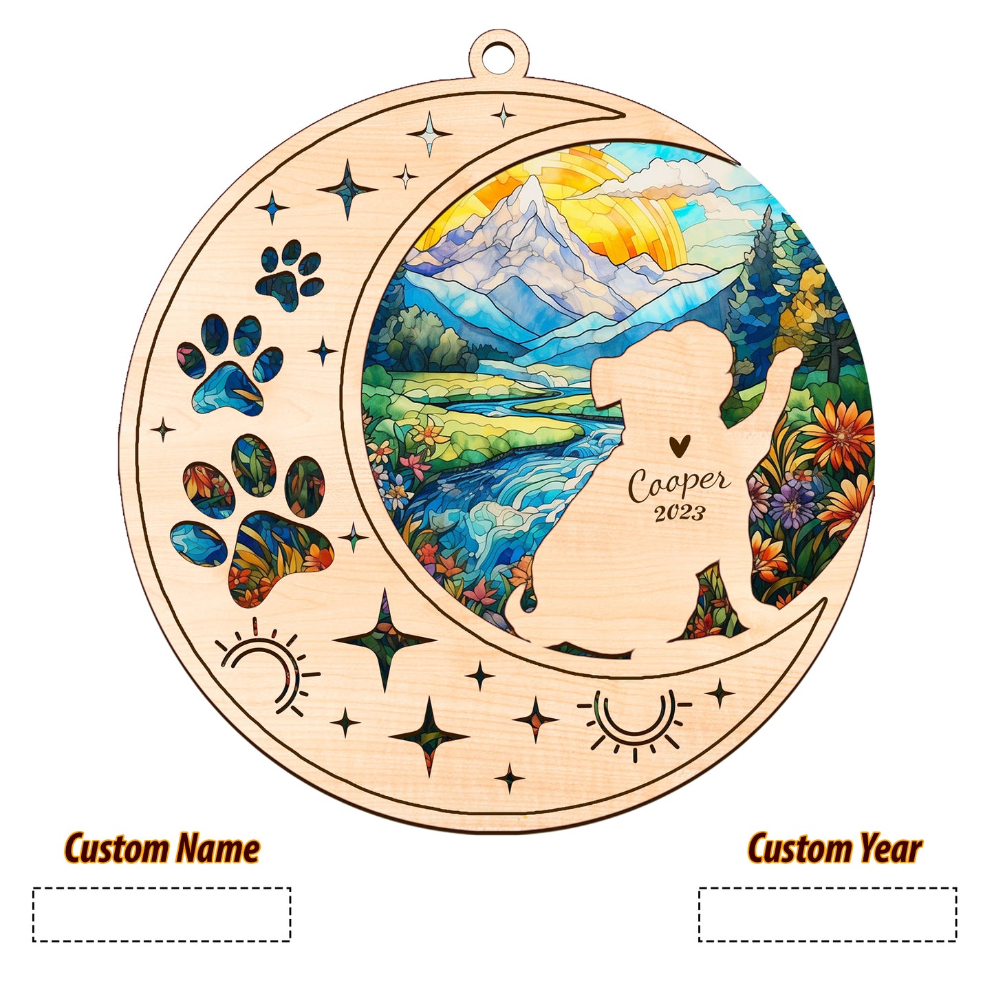 Netecom Pug Dog Memorial Suncatcher, Personalized Pug Christmas Ornament with Name Date, Bereavement Gifts for Loss of Pet, Dog Death Sympathy Gift Pet Loss Sun Catchers, Dog Grief Gift