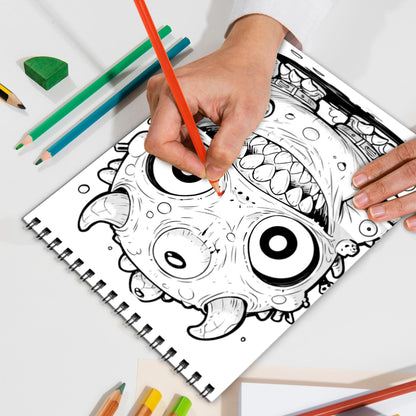 Monster Cuties Spiral Bound Coloring Book, Cute and Friendly Monsters for a Fun and Whimsical Coloring Experience, Great for Kids and Young-at-Heart Artists