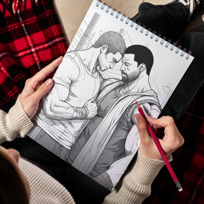 Black Gay Men Spiral Bound Coloring Book: 30 Alluring Coloring Pages that Encourage Self-Acceptance, Visibility, and Love in the Black LGBTQ+ Community