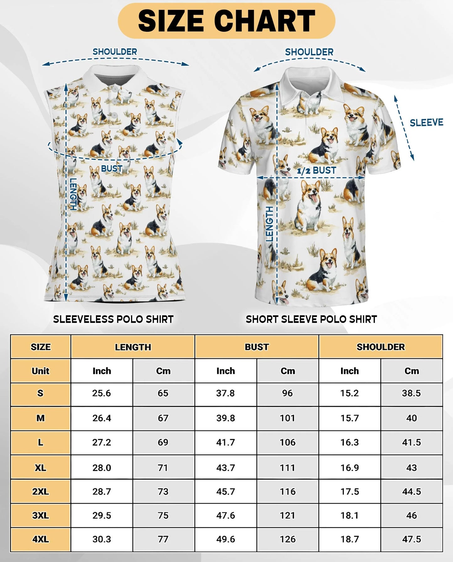 Smiling Corgi Sleeveless Polo Shirt for Women | Netecom
