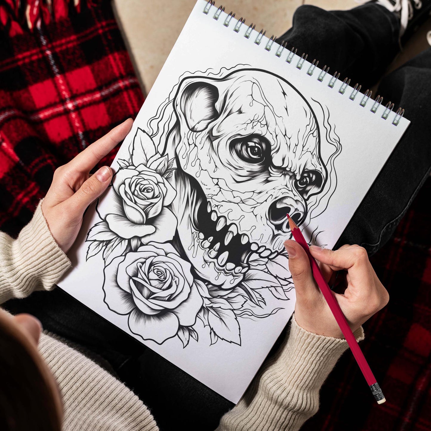 Animal Skeleton Spiral Bound Coloring Book, Unleash Your Artistic Talents in the Animal Skeleton Coloring Book with 30 Charming Coloring Pages for Coloring Enthusiasts to Embrace the Graceful Interplay of Skeletal Forms and Floral Designs