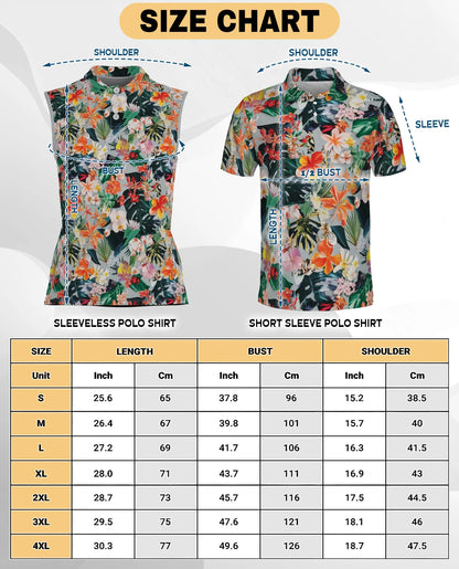 Flower Ephemera Sleeveless Polo Shirt for Women | Netecom