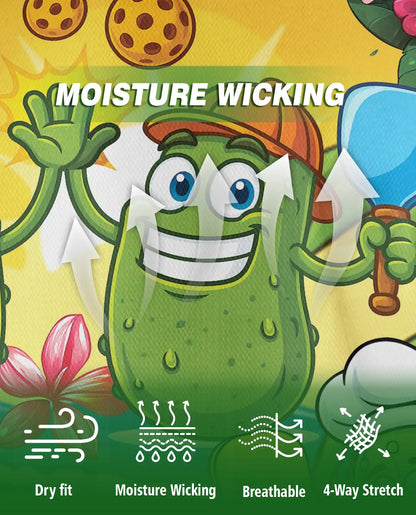 Funny Pickle Beach Pickleball Polo Shirt for Men-Cartoon Pickle Tropical | Netecom