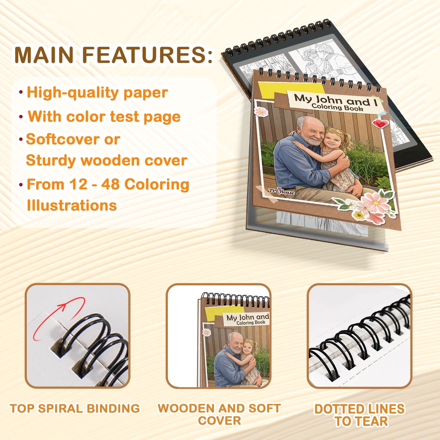 Custom Photo Coloring Book for Grandma & Grandpa, Personalized Memory Gift