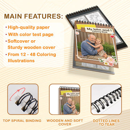Custom Photo Coloring Book for Grandma & Grandpa, Personalized Memory Gift