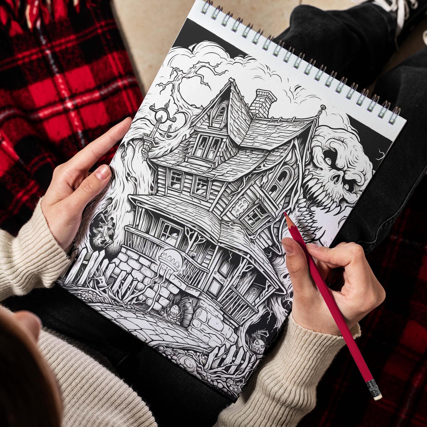 Haunted House Spiral Bound Coloring Book, Delight in 30 Breathtaking Coloring Pages, Showcasing Haunted Houses with their Creepy Architecture and Haunting Surroundings