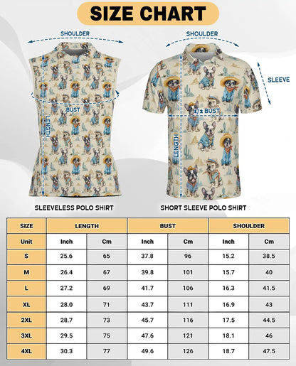 Cowboy French Bulldogs Sleeveless Polo Shirt for Women | Netecom