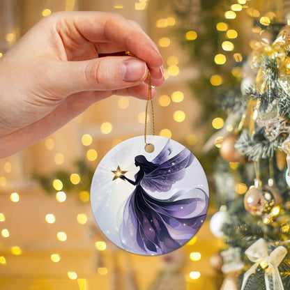 Netecom Enchanted Purple Fairy Christmas Ornaments, Ceramic Mythical Creatures Keepsake Ornament for Christmas Tree Decorations, Gifts for Holiday, Party, Home Decor