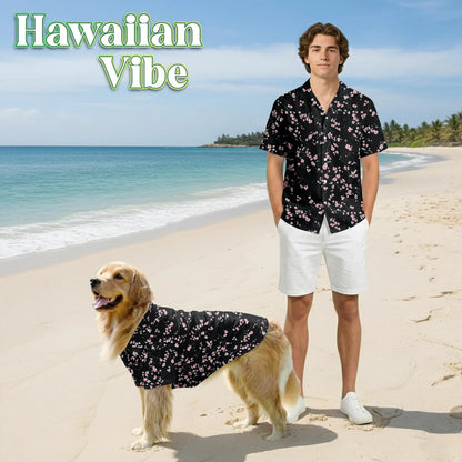 Cherry Blossom Floral Print Hawaii Dog and Owner Japanese Matching Button Shirts