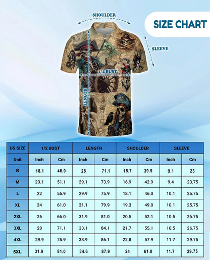 Pirate Skeleton Adventure Polo Shirt for Men – Skull Pirate Design | Netecom