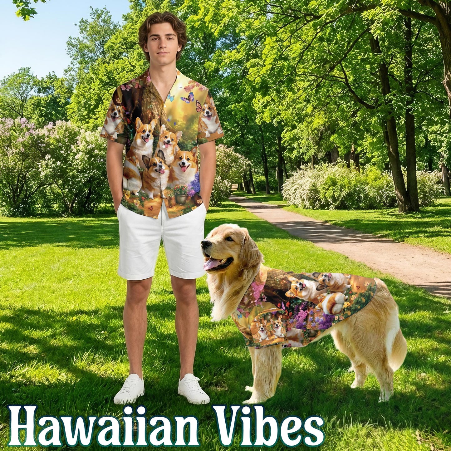 Netecom Life Is Better With Cute Corgi Dog Hawaiian Shirt, Aloha Summer Shirt, Corgi Dog Print Casual Outfit, Beach Vacation Wear