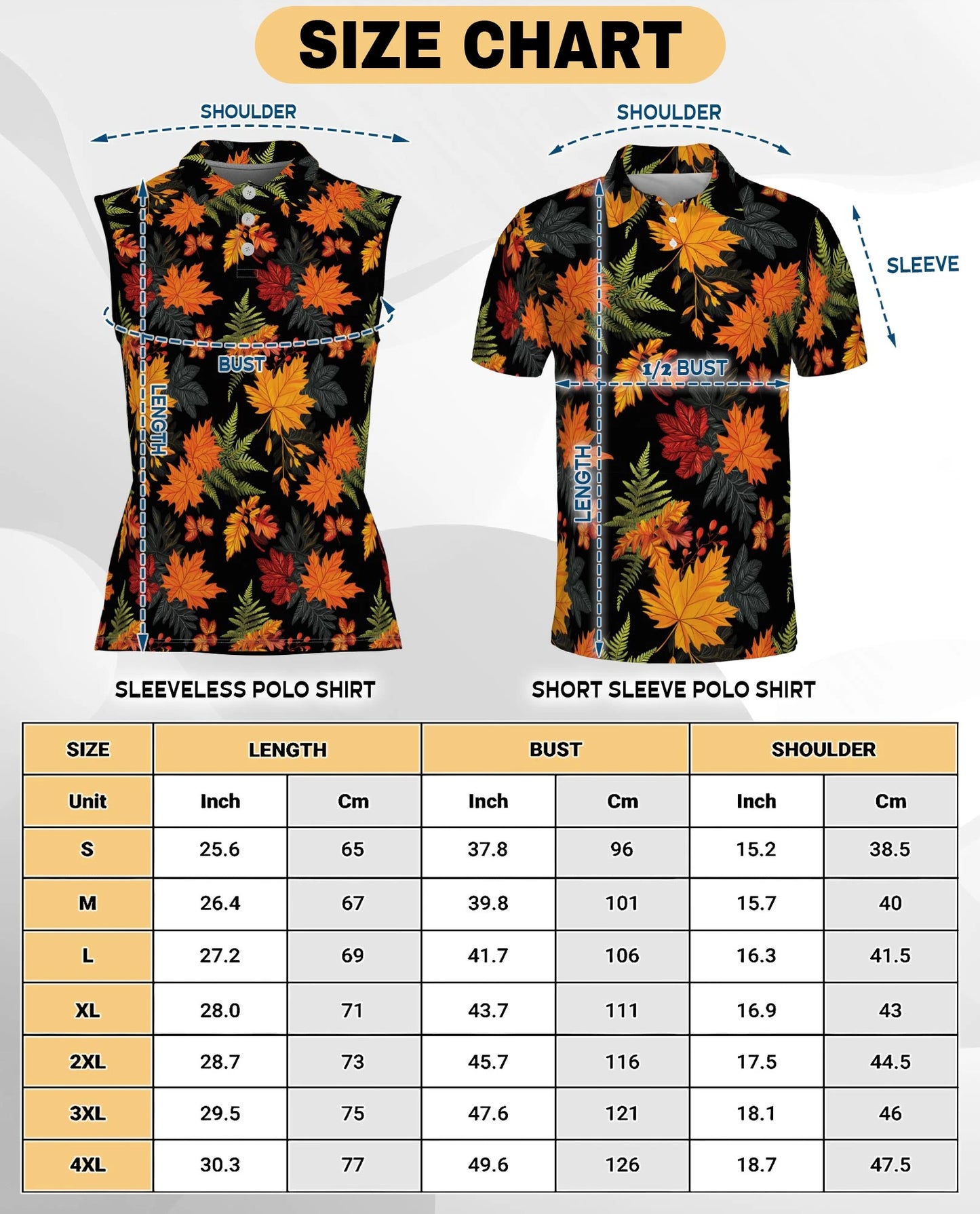 Autumn Maple Leaf Pattern Sleeveless Polo Shirt for Women | Netecom