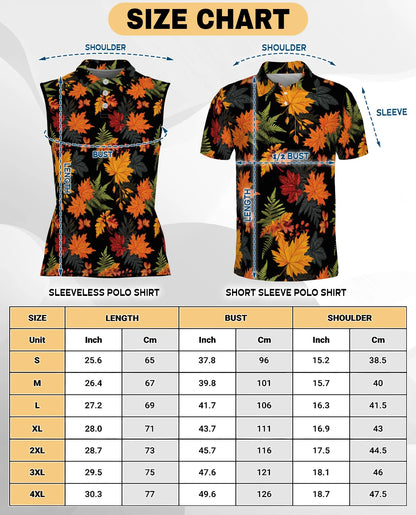 Autumn Maple Leaf Pattern Sleeveless Polo Shirt for Women | Netecom