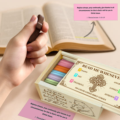 Netecom Bible Verse Box for Mom with 150 Color-Coded Scriptures & Custom Name Wooden Cross – Christian Faith Keepsake Gift for Prayer, Reflection & Daily Encouragement