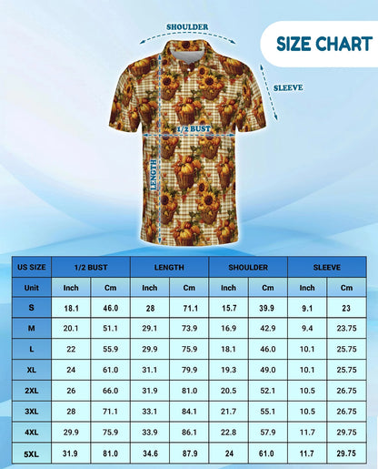 Autumn Harvest Gingham Pattern Polo Shirt for Men – Rustic Fall Style | Netecom