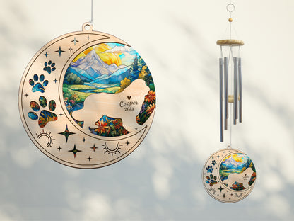 Netecom Newfoundland Dog Wind Chimes Memorial, Personalized Pet Memorial Windchime for Dog Suncatcher, Dog Loss Memorial Ornament, Loss of Pet Remembrance Gift, Sympathy Pet Wind Chimes Outdoor Garden