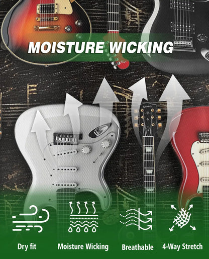 Electric Guitar Hawaiian Polo Shirt | Rock Music Guitar Pattern Shirt | Netecom