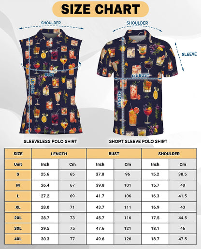 Summer Cocktails Sleeveless Polo Shirt for Women | Netecom