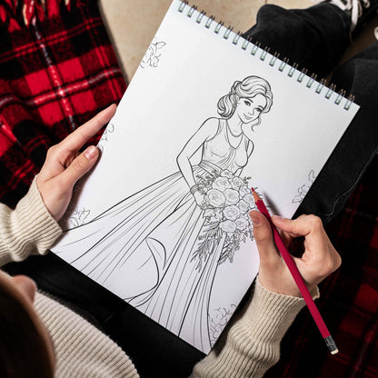 Bride Spiral Bound Coloring Book, Discover the Grace and Glamour of Brides with 30 Captivating Coloring Pages that Showcase the Splendor of Bridal Fashion and Celebrations