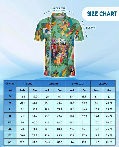 Party Parrot Polo Shirt for Men – Tropical Vacation Style | Netecom